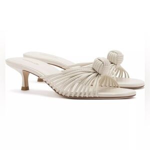 Larroude Cream Heels with Woven Design